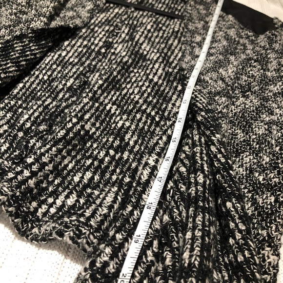 B&W Knit Faux Leather Cardigan - Picture 8 of 12